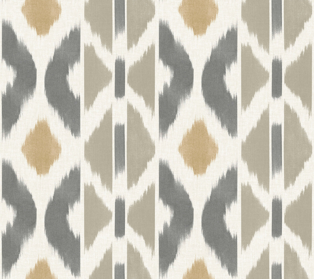 Patan Taupe geometric ikat stripe wallpaper by Antonina Vella, 27 in x 27 ft roll