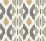 Patan Taupe geometric ikat stripe wallpaper by Antonina Vella, 27 in x 27 ft roll