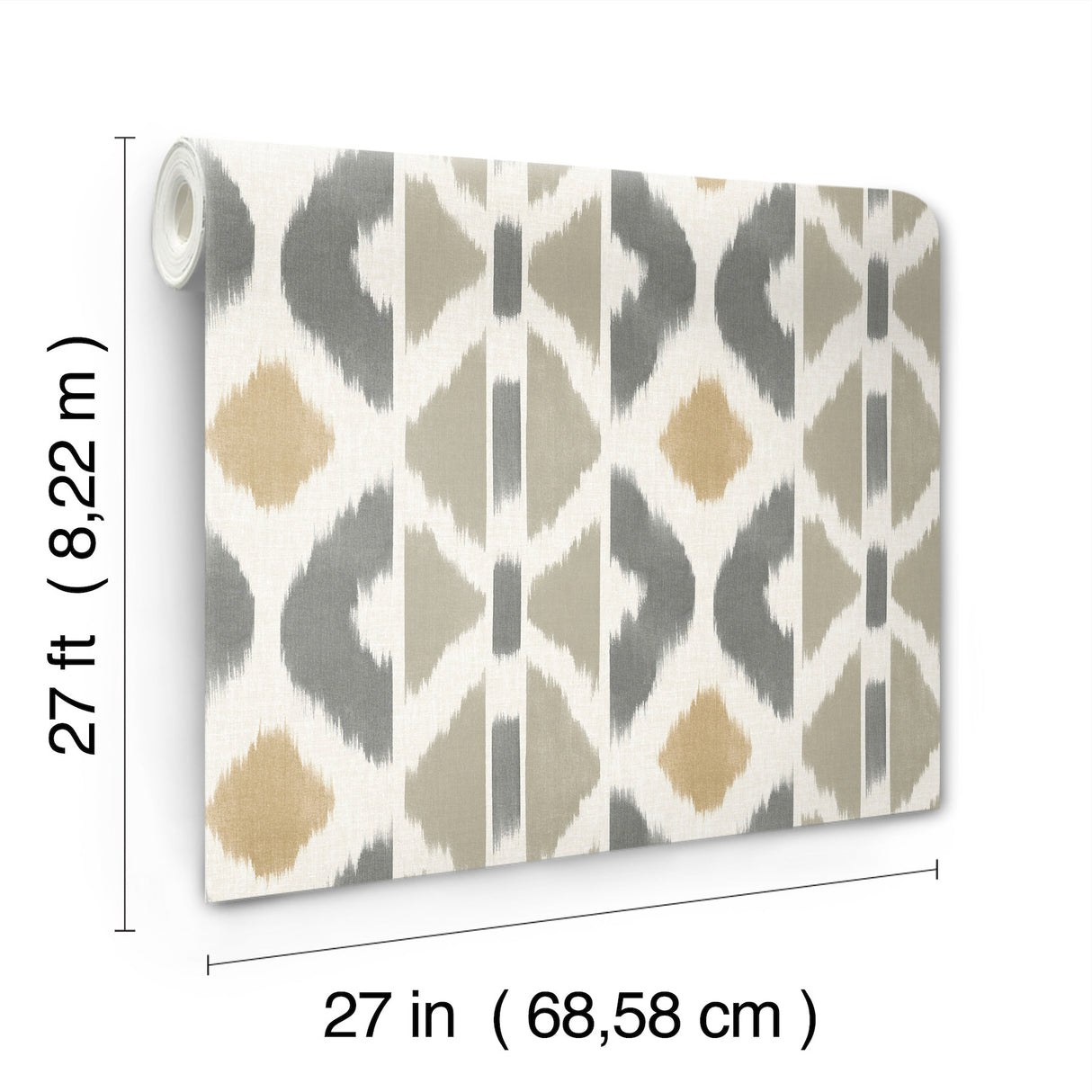Patan Taupe by Antonina Vella Geometric Ikat Wallpaper – Antonina Vella AB3095