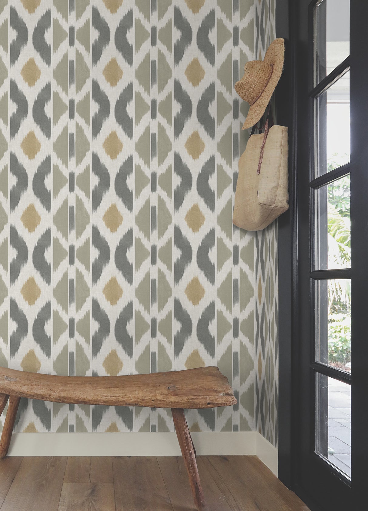 Patan Taupe by Antonina Vella Geometric Ikat Wallpaper – Antonina Vella AB3095