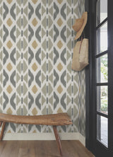 Patan Taupe by Antonina Vella Geometric Ikat Wallpaper – Antonina Vella AB3095