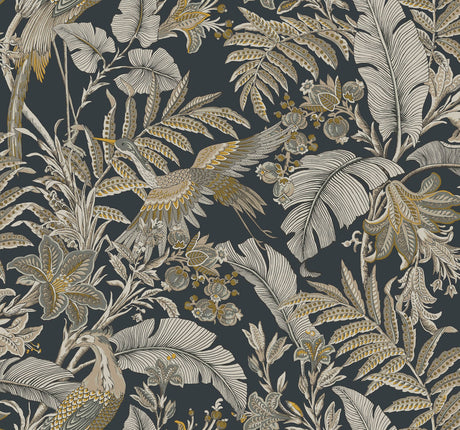 Antonina Vella Heronwood Black Wallpaper AB3104 pattern detail