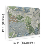 Namiri Blue by Antonina Vella Artifacts Collection Eclectic Tropical Leopard and Lush Foliage Non Woven Wallpaper - AB3115