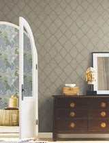 Tonga Taupe by Antonina Vella Trellis Grasscloth Wallpaper – York Designer Series AB3123