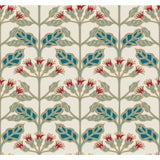 Tracery Blooms Cream Metallic Wallpaper with Arts and Crafts Floral Motif - York AC9111