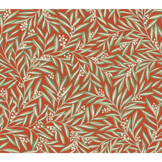 Rowan Rust Botanical Non Woven Wallpaper with Leaf and Berry Motif - York AC9131