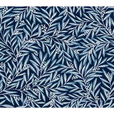 Rowan Navy Wallpaper with Botanical Berry and Leaf Motif - York AC9133