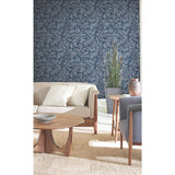 Rowan Navy Wallpaper with Botanical Berry and Leaf Motif - York AC9133