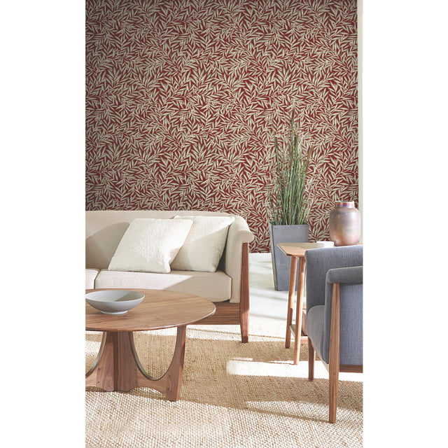 Rowan Red Botanical Non Woven Wallpaper with Leaf and Berry Motif - York AC9134