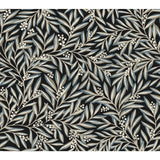 Rowan Black Wallpaper with Botanical Berry and Leaf Motif - York AC9135
