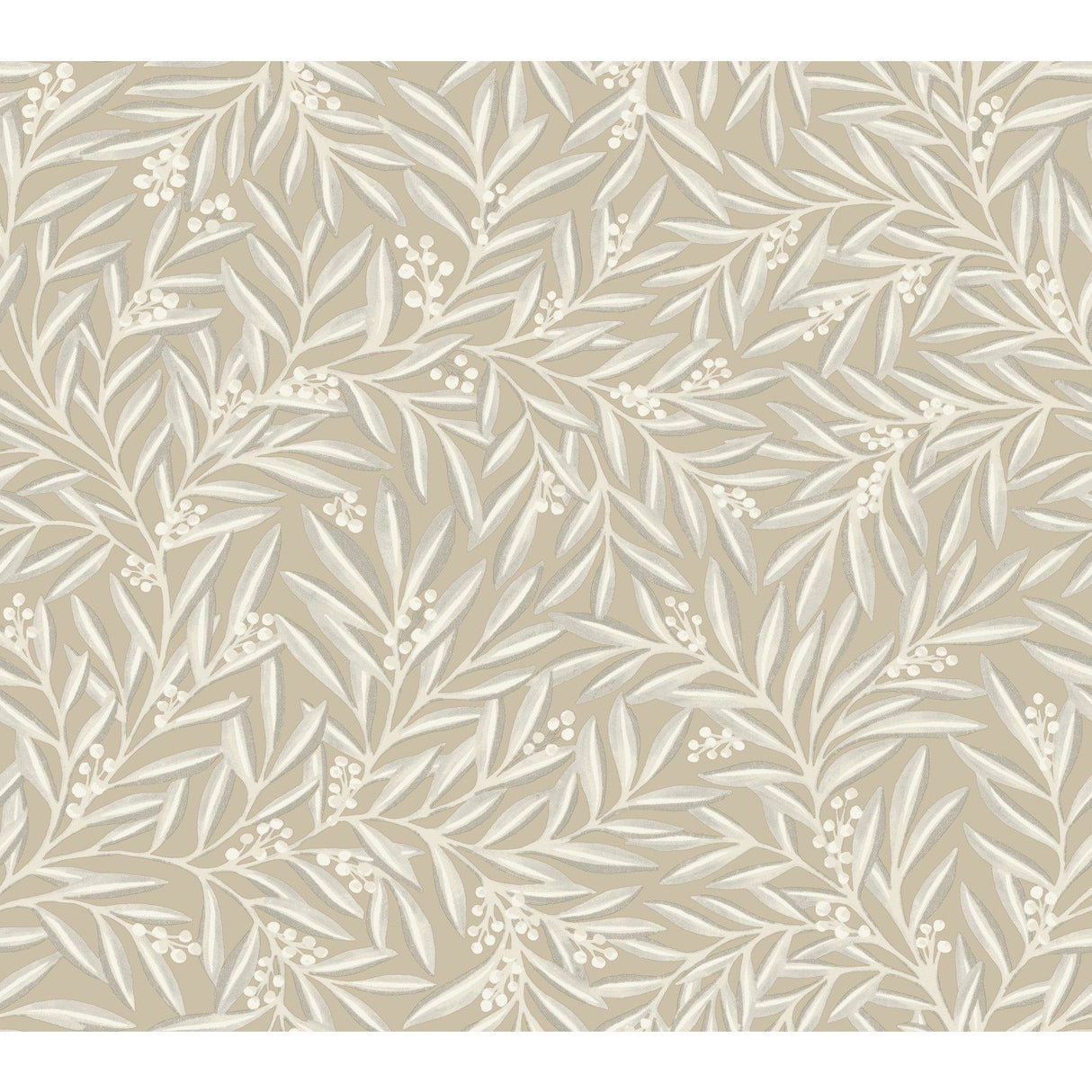 Rowan Neutral Botanical Non Woven Wallpaper with Leaf and Berry Motif - York AC9136