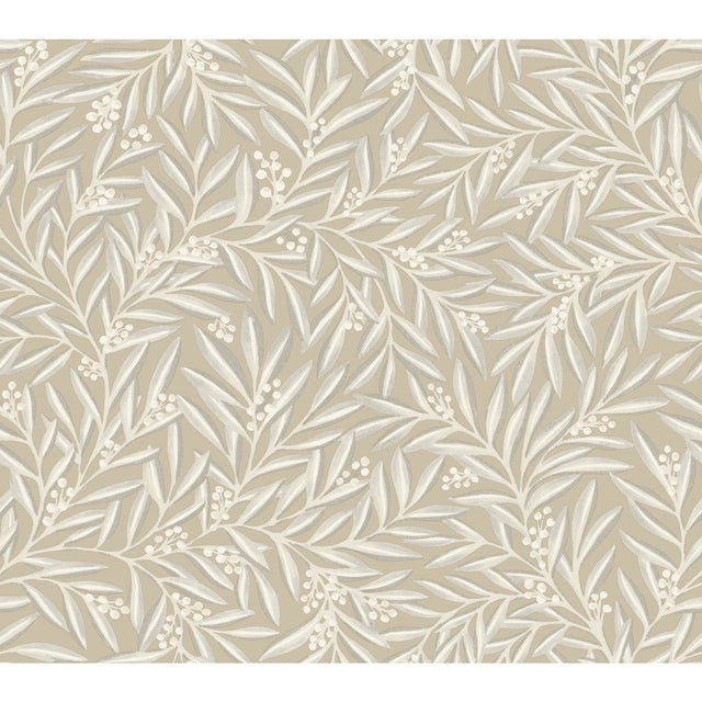 Rowan Neutral Botanical Non Woven Wallpaper with Leaf and Berry Motif - York AC9136