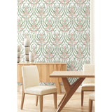 Calluna White & Berry Metallic Wallpaper with Arts and Crafts Floral Motif - York AC9141