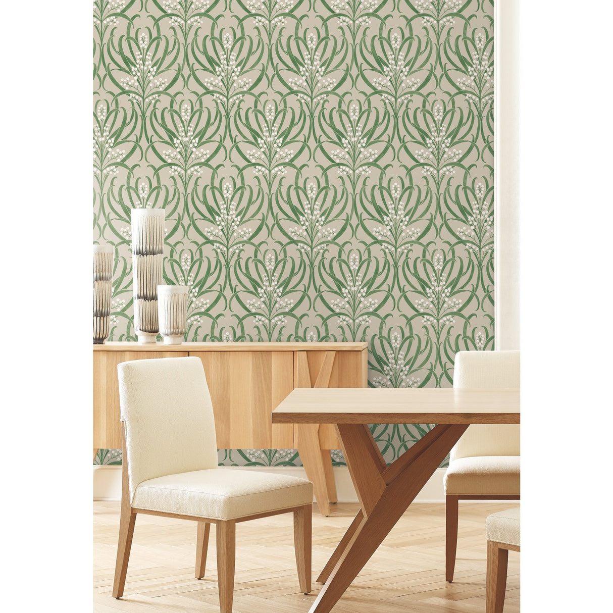 Calluna Linen Metallic Wallpaper with Floral Botanical Pattern - York AC9144