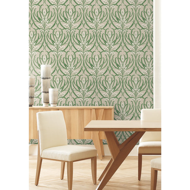 Calluna Linen Metallic Wallpaper with Floral Botanical Pattern - York AC9144