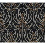 Calluna Black & Gold Metallic Wallpaper with Floral Arts & Crafts Motif - York AC9145