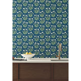 Meadow Flowers Navy & White Wallpaper with Floral Botanical Motif - York AC9151