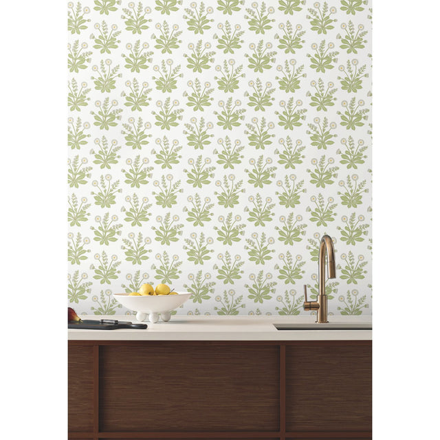 Meadow Flowers White Wallpaper with Arts and Crafts Floral Pattern - York AC9155