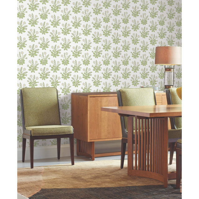 Meadow Flowers White Wallpaper with Arts and Crafts Floral Pattern - York AC9155
