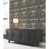 Butterfly Garden Black Metallic Wallpaper with Botanical Animals Motif - York AC9162