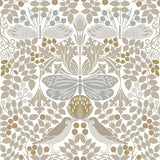 Butterfly Garden White Wallpaper with Botanical Animals Motif - York AC9163
