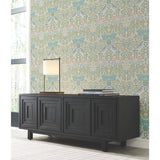 Butterfly Garden Green & Blue Wallpaper with Botanical Birds and Butterflies Motif - York AC9164