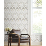 Pine Cone Ribbon Neutral Wallpaper with Arts & Crafts Botanical Motif - York AC9172