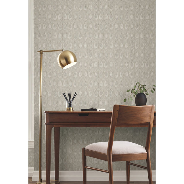 Craftsman Taupe Wallpaper with Geometric Arts & Crafts Motif - York AC9184