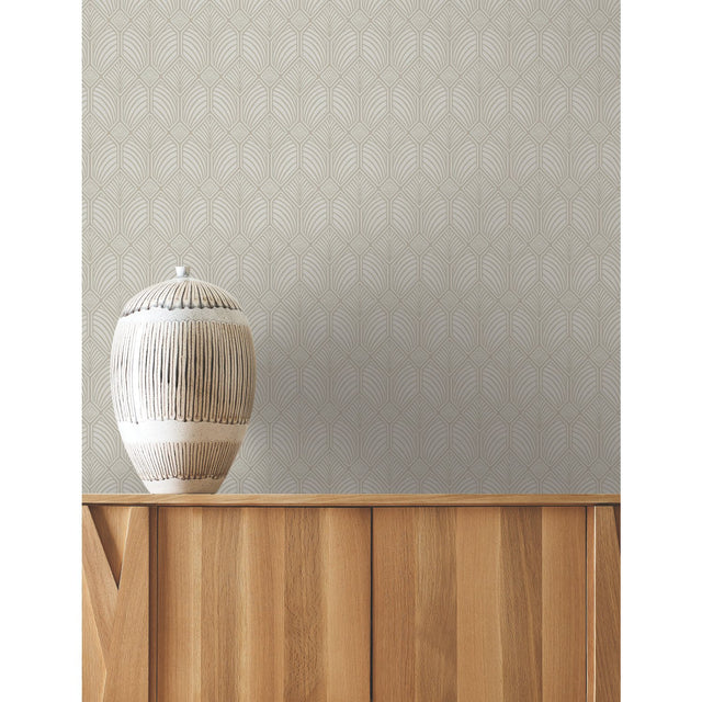 Craftsman Taupe Wallpaper with Geometric Arts & Crafts Motif - York AC9184