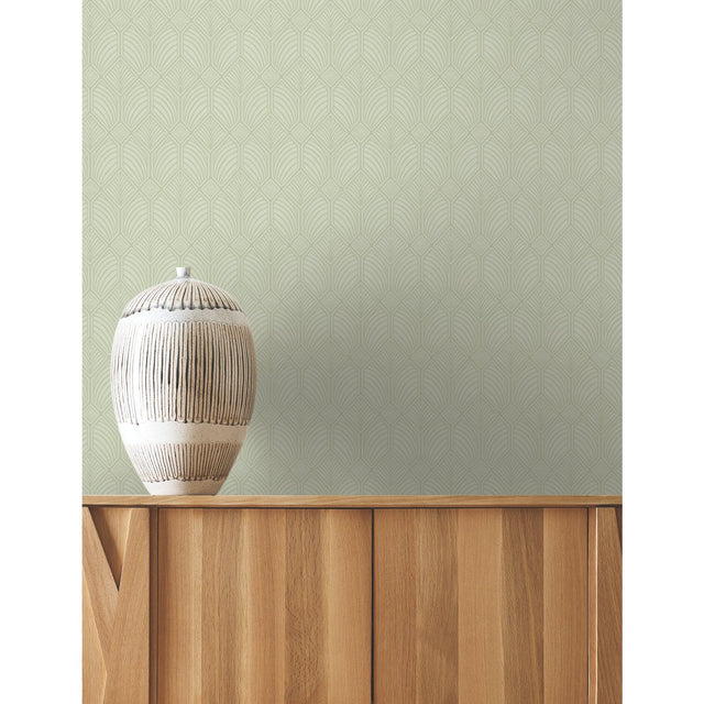 Craftsman Green Geometric Wallpaper with Arts & Crafts Motif - York AC9185
