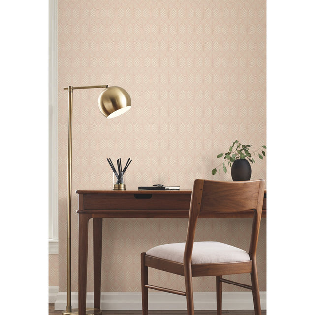 Craftsman Blush Geometric Wallpaper with Arts and Crafts Motif - York AC9186