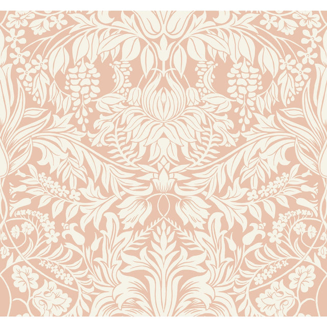 Lockwood Damask Blush Wallpaper with Arts and Crafts Botanical Damask Motif - York AC9191