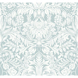 Lockwood Damask Light Blue Wallpaper with Arts and Crafts Botanical Damask - York AC9192