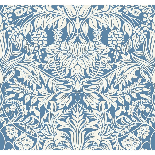 Lockwood Damask Blue Wallpaper