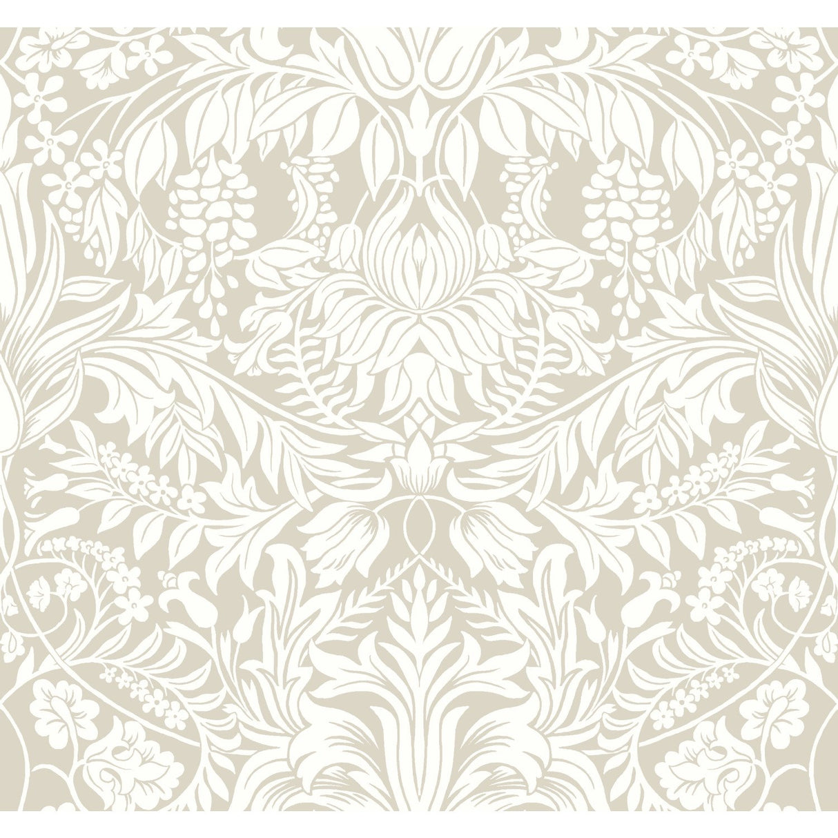 Lockwood Damask Beige Wallpaper with Botanical Damask Pattern - York AC9194