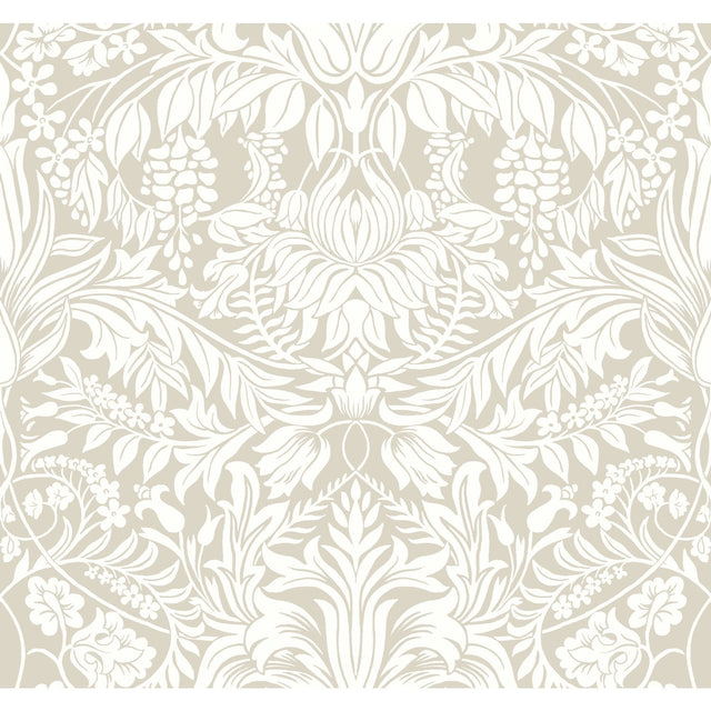 Lockwood Damask Beige Wallpaper with Botanical Damask Pattern - York AC9194