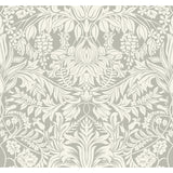 Lockwood Damask Grey Wallpaper with Botanical Damask Motif - York AC9195