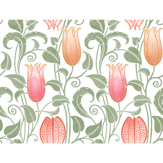 Canterbury Bells White & Brights Wallpaper with Arts and Crafts Floral Motif - York AC9201