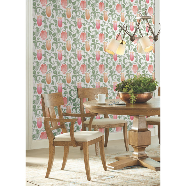 Canterbury Bells White & Brights Wallpaper with Arts and Crafts Floral Motif - York AC9201