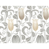 Canterbury Bells Neutral Wallpaper with Arts and Crafts Floral Motif - York AC9204