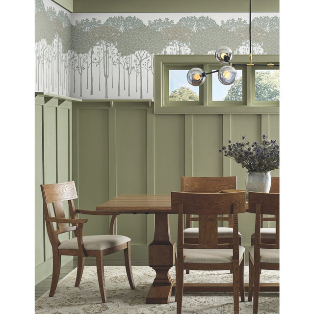 Oakwood Grove White Wallpaper with Arts and Crafts Botanical Scenic  York AC9221D