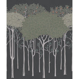 Oakwood Grove Black Wallpaper with Botanical Forest Motif - York AC9222D