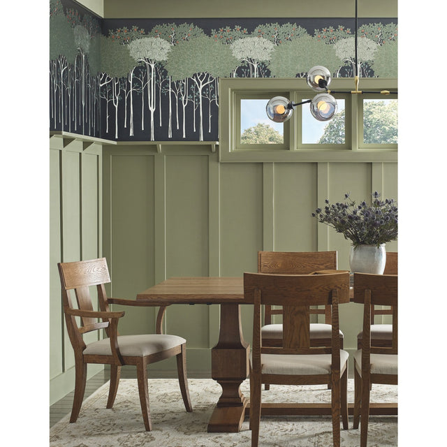 Oakwood Grove Black Wallpaper with Botanical Forest Motif - York AC9222D