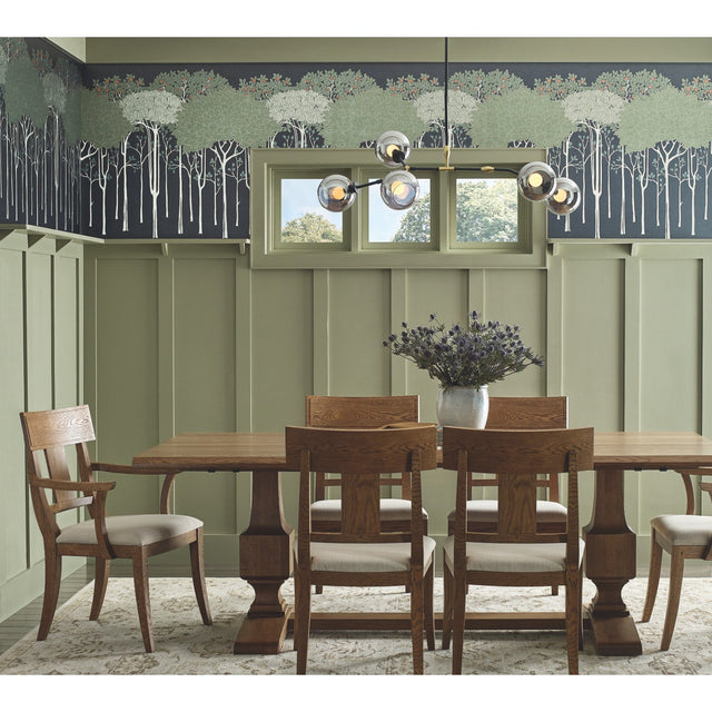 Oakwood Grove Black Wallpaper with Botanical Forest Motif - York AC9222D