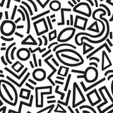 Doodle Abstract Black Peel & Stick Wallpaper with Modern Geometric Graphic Pattern - NuWallpaper AES4789