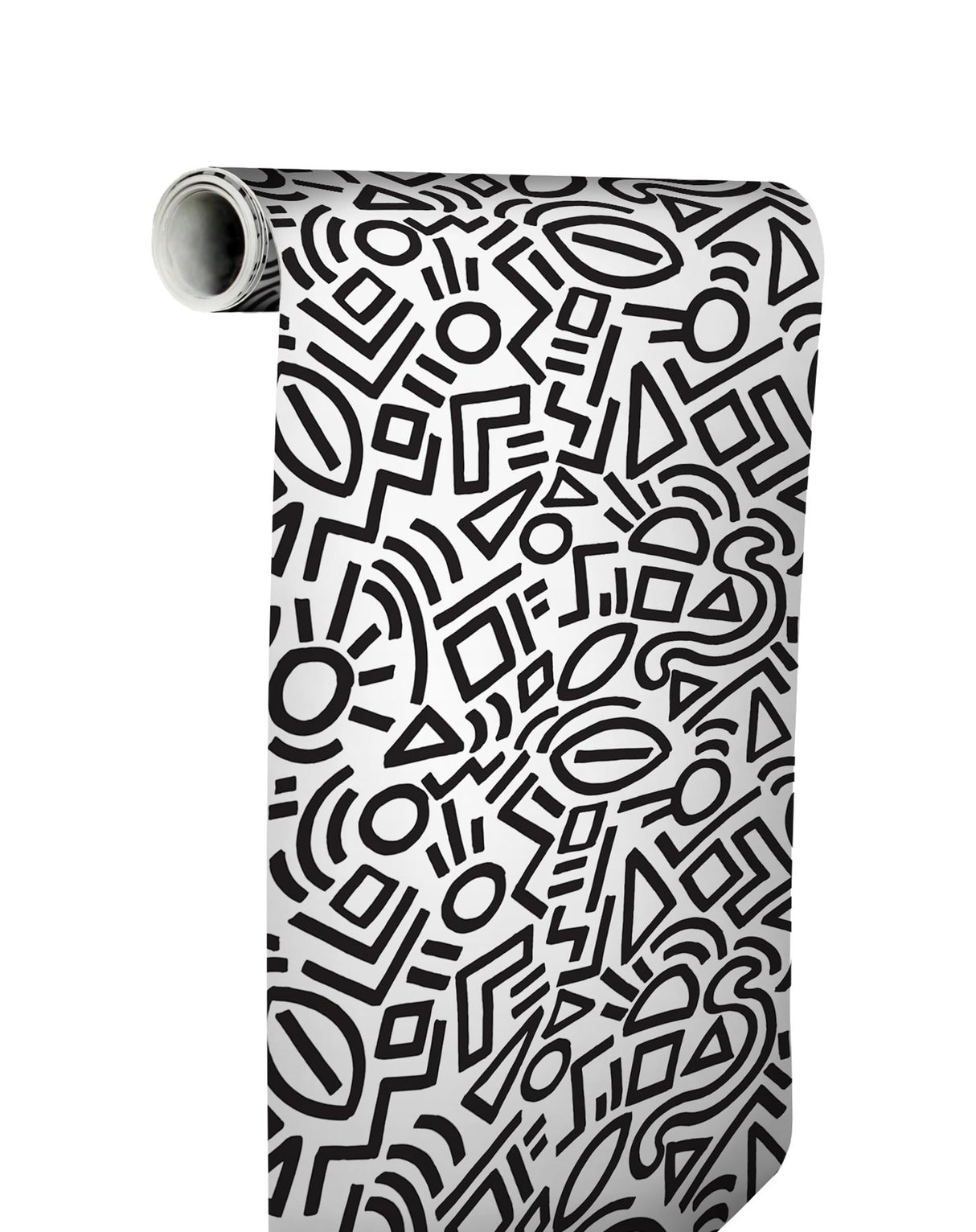 Doodle Abstract Black Peel & Stick Wallpaper with Modern Geometric Graphic Pattern - NuWallpaper AES4789