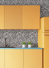 Doodle Abstract Black Peel & Stick Wallpaper with Modern Geometric Graphic Pattern - NuWallpaper AES4789