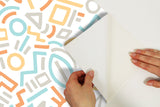 Doodle Abstract Multicolor Peel & Stick Wallpaper with Modern Geometric Graphics - NuWallpaper AES4790