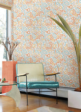 Doodle Abstract Multicolor Peel & Stick Wallpaper with Modern Geometric Graphics - NuWallpaper AES4790