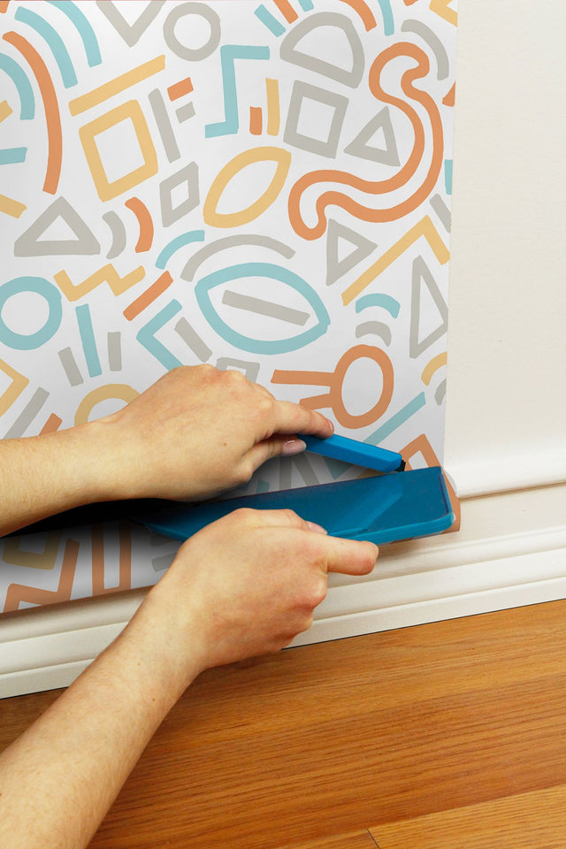 Doodle Abstract Multicolor Peel & Stick Wallpaper with Modern Geometric Graphics - NuWallpaper AES4790